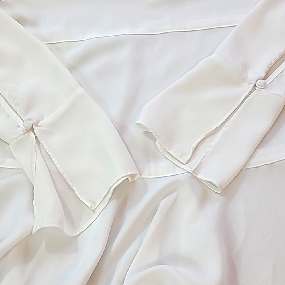 Soft Surroundings Cream Peplum V-Neck Blouse - Picture 12 of 13